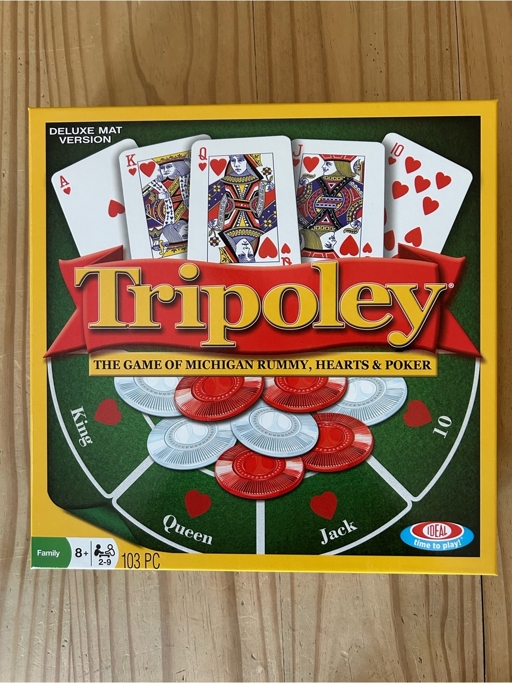 Tripoley- The Game Of Michigan Rummy, Hearts & Poker - Deluxe Mat Version NWOT
